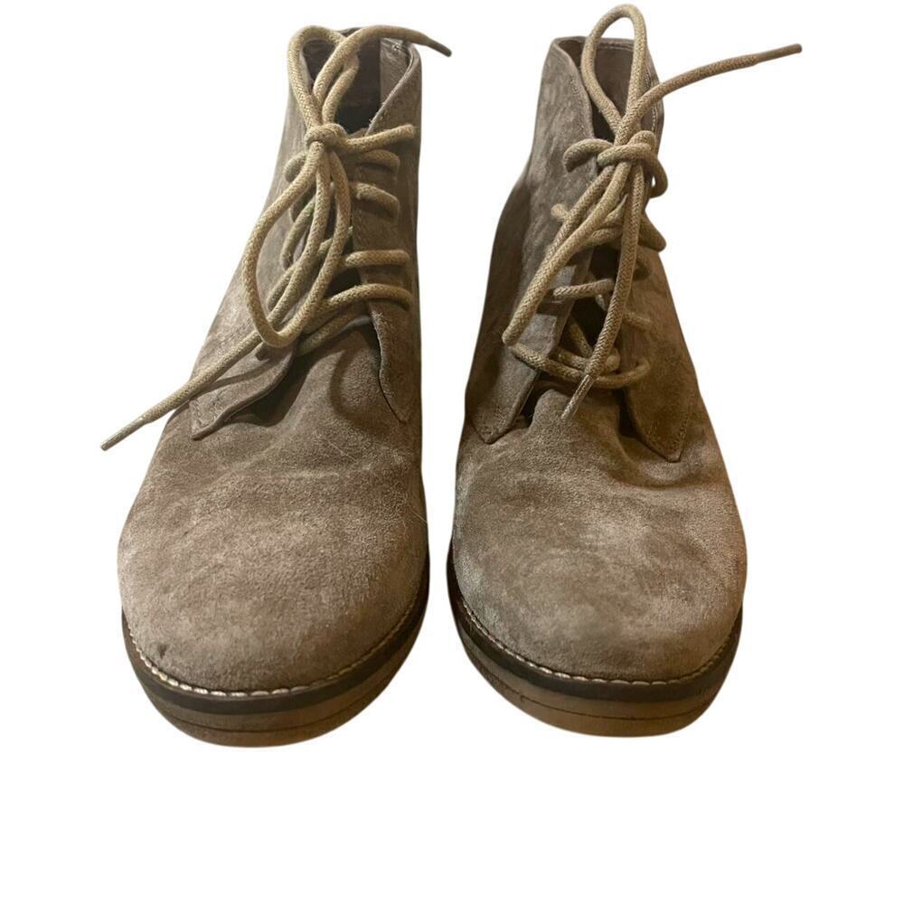 Midas Napoleon Tan Suede Lace Up Ankle Heeled Boots Women's Size 5.5